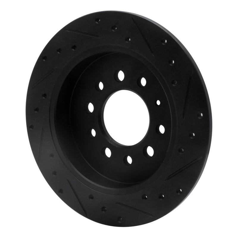 R1 07-08 Hyundai Tiburon Rear Left Drilled & Slotted Black Brake Rotor-Brake Rotors - Slot & Drilled-Grocery Getter Performance