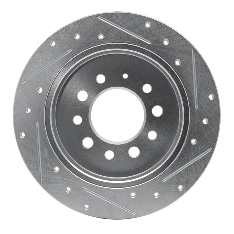 R1 07-08 Hyundai TIBURON Rear Left Drilled & Slotted Silver Brake Rotor-Brake Rotors - Slot & Drilled-Grocery Getter Performance
