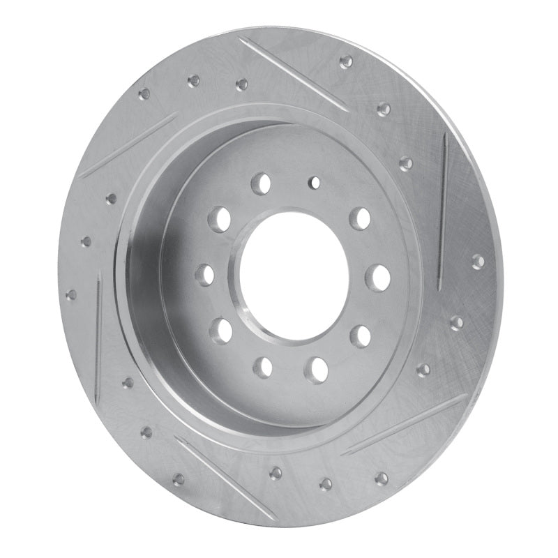 R1 07-08 Hyundai TIBURON Rear Left Drilled & Slotted Silver Brake Rotor-Brake Rotors - Slot & Drilled-Grocery Getter Performance