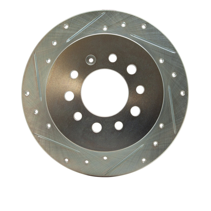 R1 07-08 Hyundai TIBURON Rear Left Drilled & Slotted Silver Brake Rotor-Brake Rotors - Slot & Drilled-Grocery Getter Performance