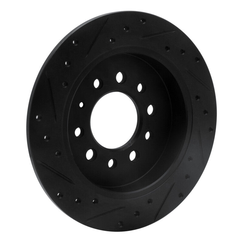 R1 07-08 Hyundai Tiburon Rear Right Drilled & Slotted Black Brake Rotor-Brake Rotors - Slot & Drilled-Grocery Getter Performance