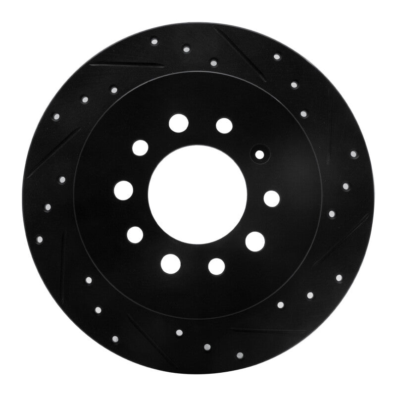 R1 07-08 Hyundai Tiburon Rear Right Drilled & Slotted Black Brake Rotor-Brake Rotors - Slot & Drilled-Grocery Getter Performance