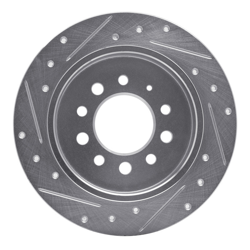R1 07-08 Hyundai TIBURON Rear Right Drilled & Slotted Silver Brake Rotor-Brake Rotors - Slot & Drilled-Grocery Getter Performance