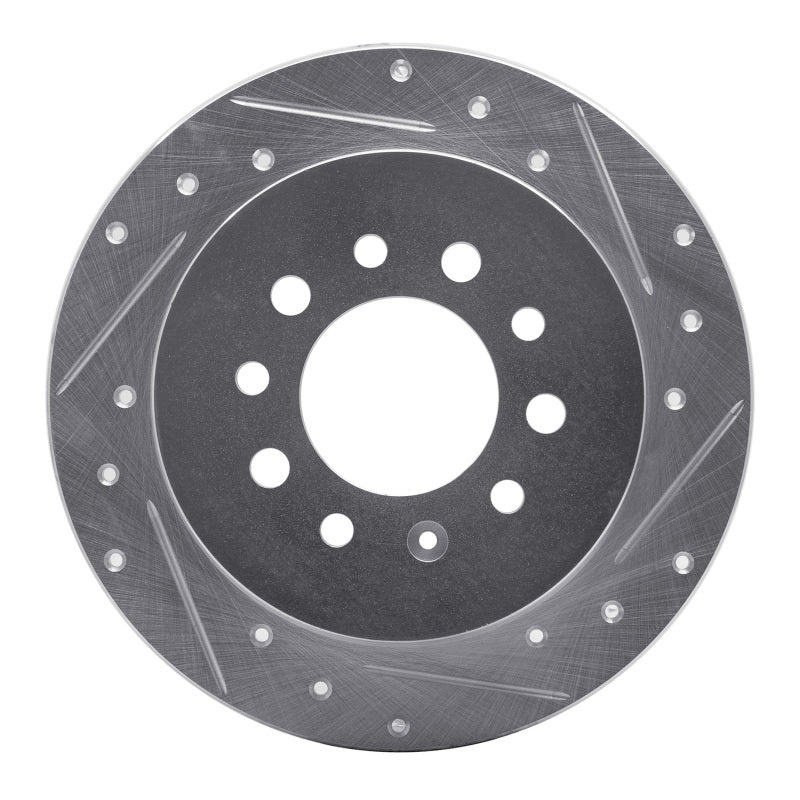R1 07-08 Hyundai TIBURON Rear Right Drilled & Slotted Silver Brake Rotor-Brake Rotors - Slot & Drilled-Grocery Getter Performance