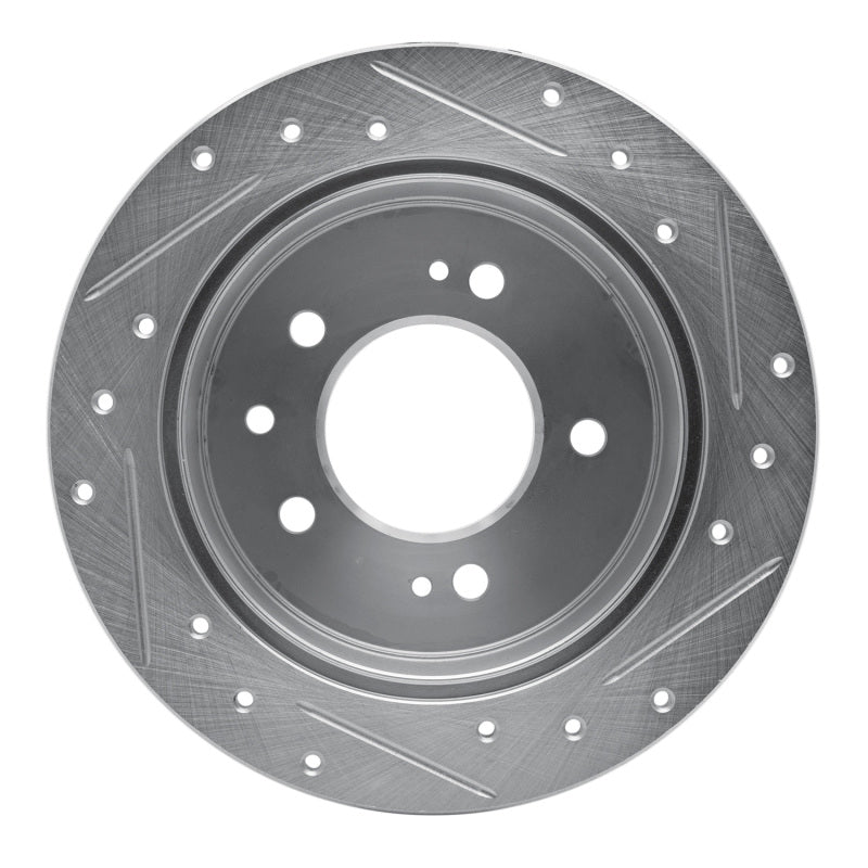 R1 07-10 Hyundai Elantra Rear Left Drilled & Slotted Silver Brake Rotor-Brake Rotors - Slot & Drilled-Grocery Getter Performance