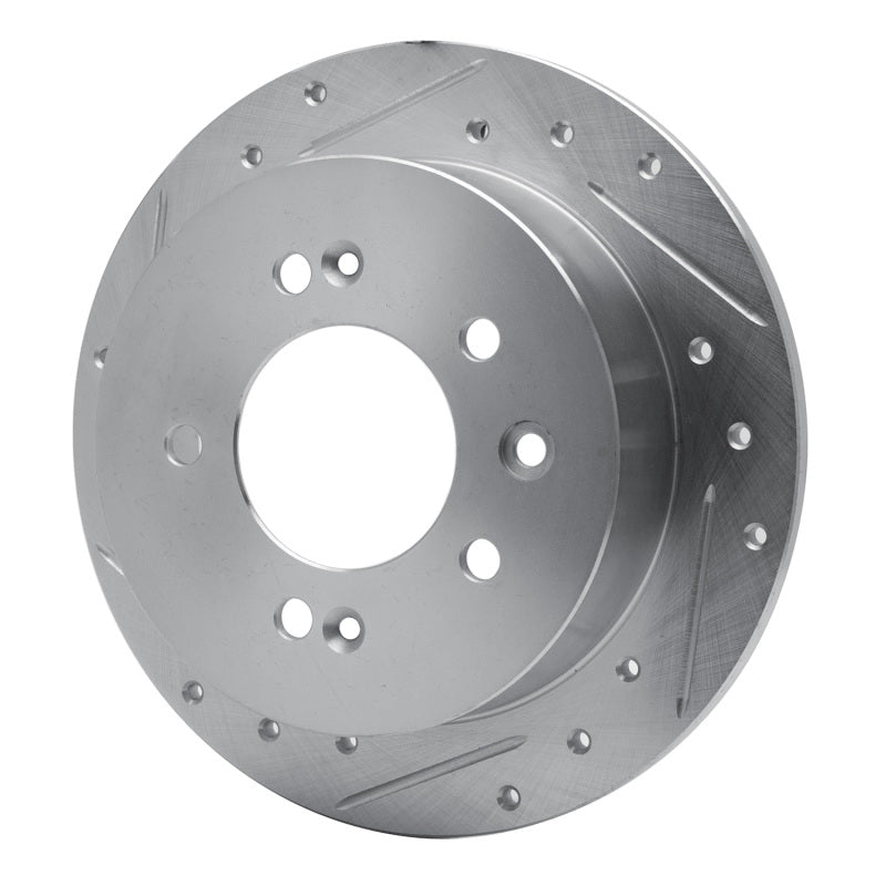 R1 07-10 Hyundai Elantra Rear Left Drilled & Slotted Silver Brake Rotor-Brake Rotors - Slot & Drilled-Grocery Getter Performance
