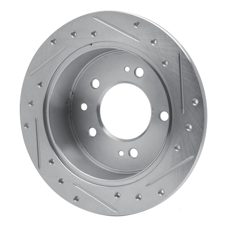 R1 07-10 Hyundai Elantra Rear Left Drilled & Slotted Silver Brake Rotor-Brake Rotors - Slot & Drilled-Grocery Getter Performance