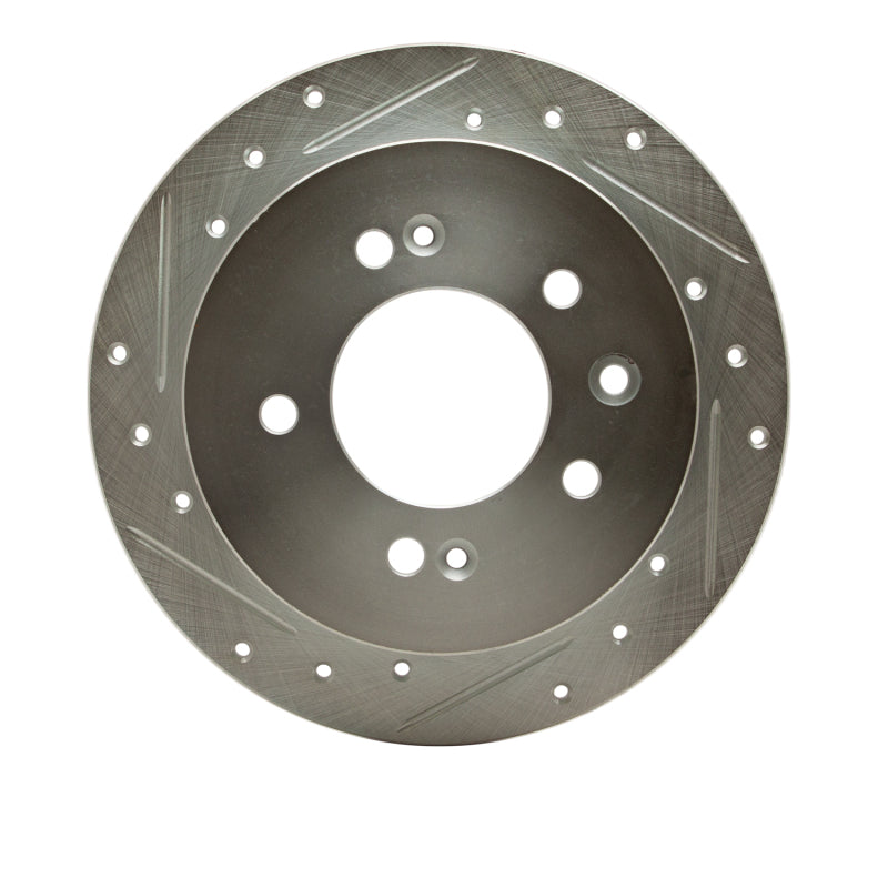 R1 07-10 Hyundai Elantra Rear Left Drilled & Slotted Silver Brake Rotor-Brake Rotors - Slot & Drilled-Grocery Getter Performance