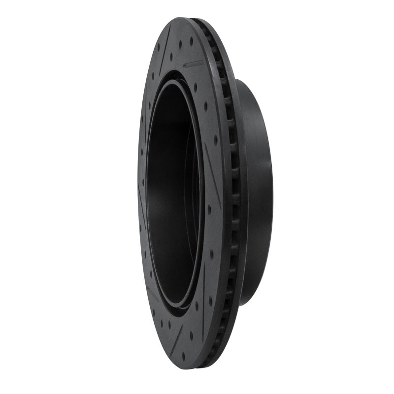 R1 07-12 Ford Edge Rear Right Drilled & Slotted Black Brake Rotor-Brake Rotors - Slot & Drilled-Grocery Getter Performance