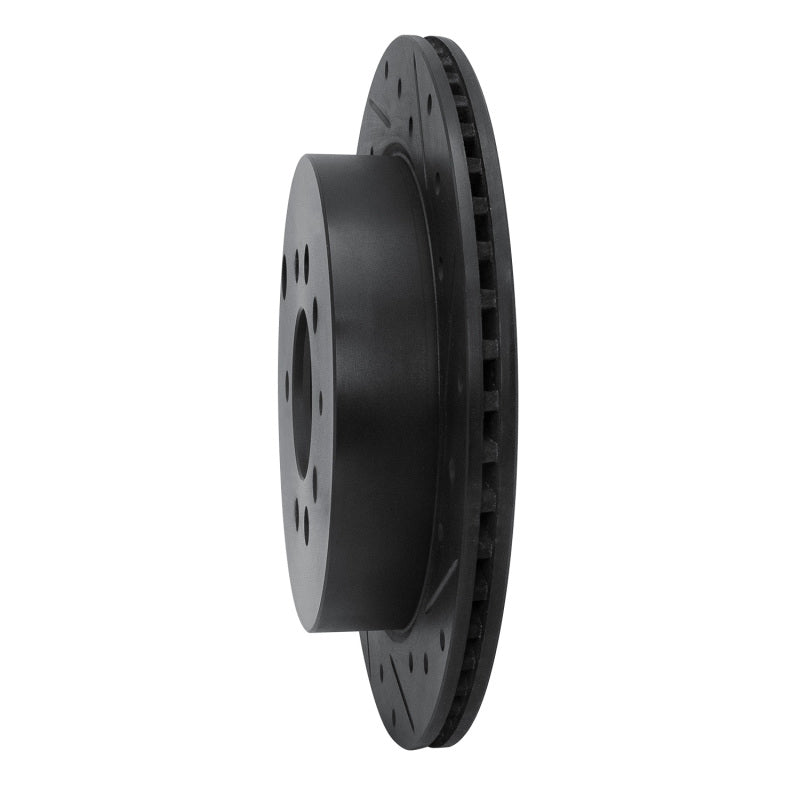R1 07-12 Ford Edge Rear Right Drilled & Slotted Black Brake Rotor-Brake Rotors - Slot & Drilled-Grocery Getter Performance