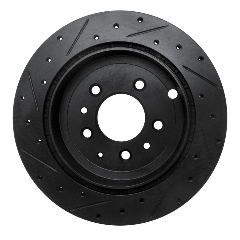 R1 07-12 Ford Edge Rear Right Drilled & Slotted Black Brake Rotor-Brake Rotors - Slot & Drilled-Grocery Getter Performance
