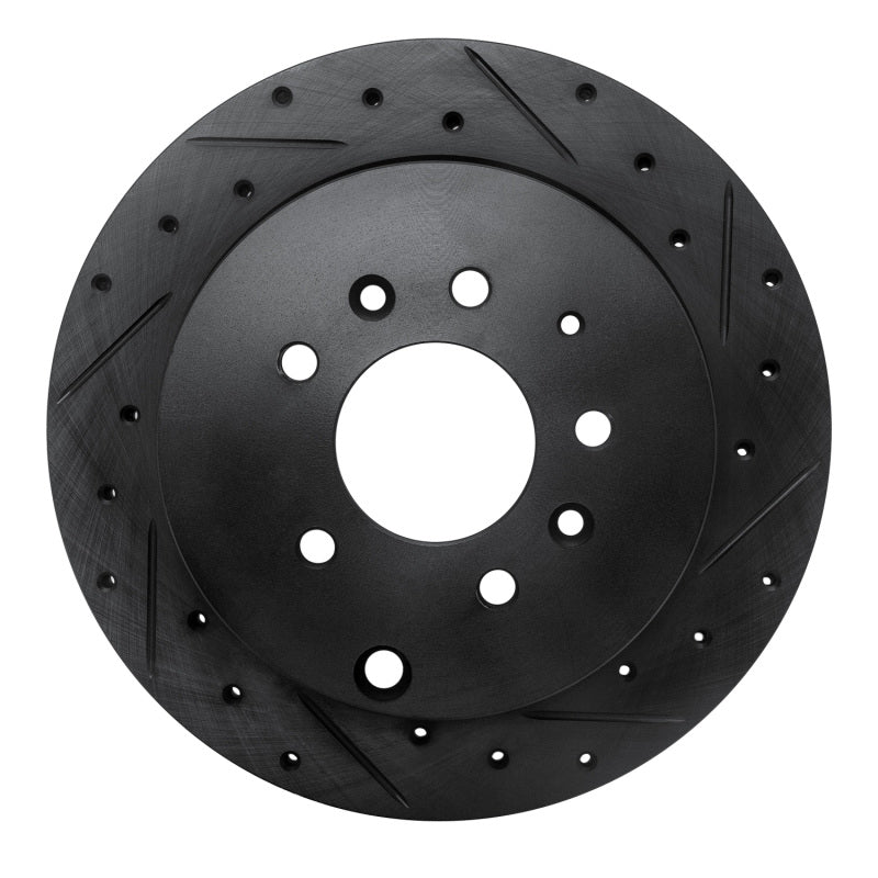 R1 07-12 Ford Edge Rear Right Drilled & Slotted Black Brake Rotor-Brake Rotors - Slot & Drilled-Grocery Getter Performance