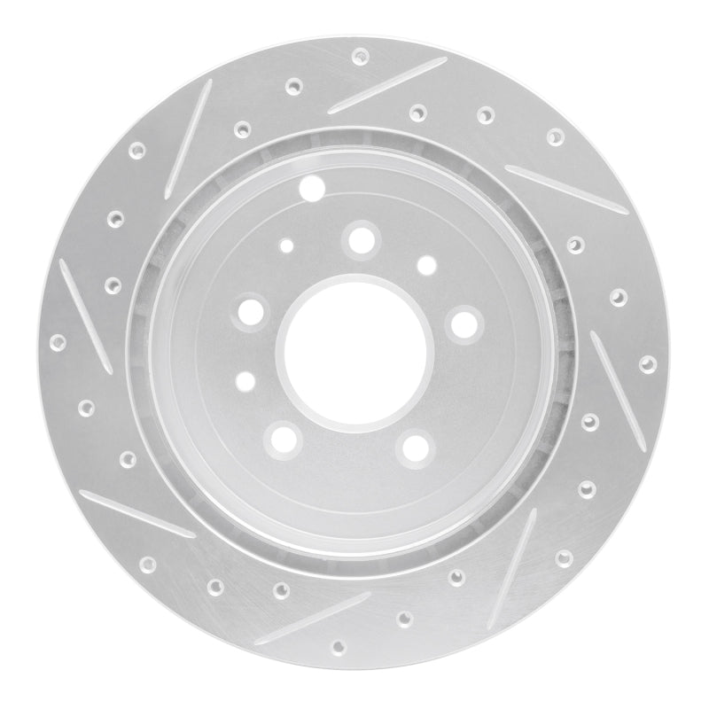 R1 07-12 Ford Edge Rear Right Drilled & Slotted Silver Brake Rotor-Brake Rotors - Slot & Drilled-Grocery Getter Performance