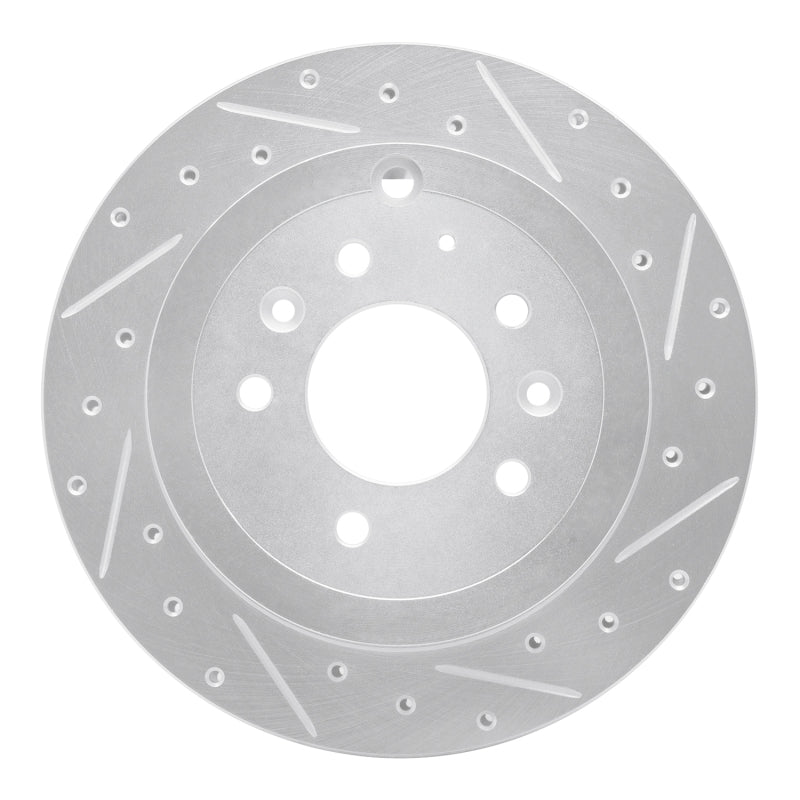 R1 07-12 Ford Edge Rear Right Drilled & Slotted Silver Brake Rotor-Brake Rotors - Slot & Drilled-Grocery Getter Performance