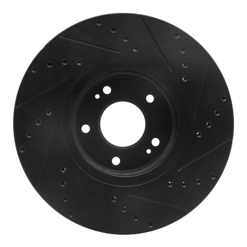 R1 07-12 Hyundai Veracruz Front Left Drilled & Slotted Black Brake Rotor-Brake Rotors - Slot & Drilled-Grocery Getter Performance