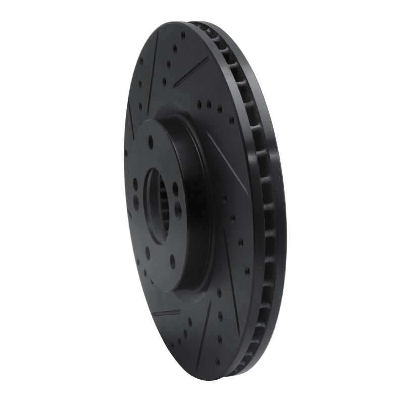 R1 07-12 Hyundai Veracruz Front Left Drilled & Slotted Black Brake Rotor-Brake Rotors - Slot & Drilled-Grocery Getter Performance