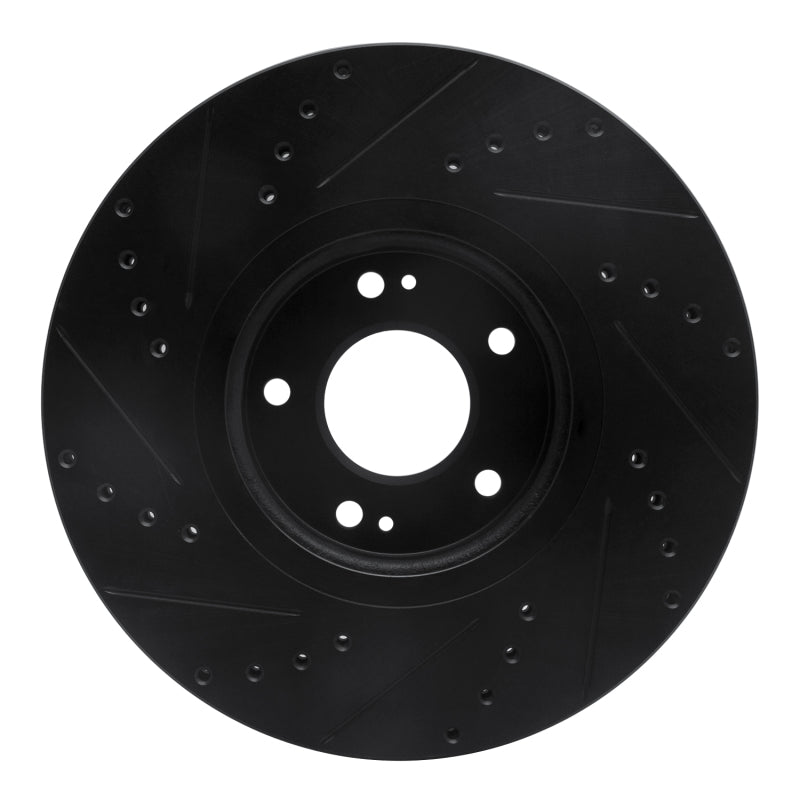 R1 07-12 Hyundai Veracruz Front Right Drilled & Slotted Black Brake Rotor-Brake Rotors - Slot & Drilled-Grocery Getter Performance