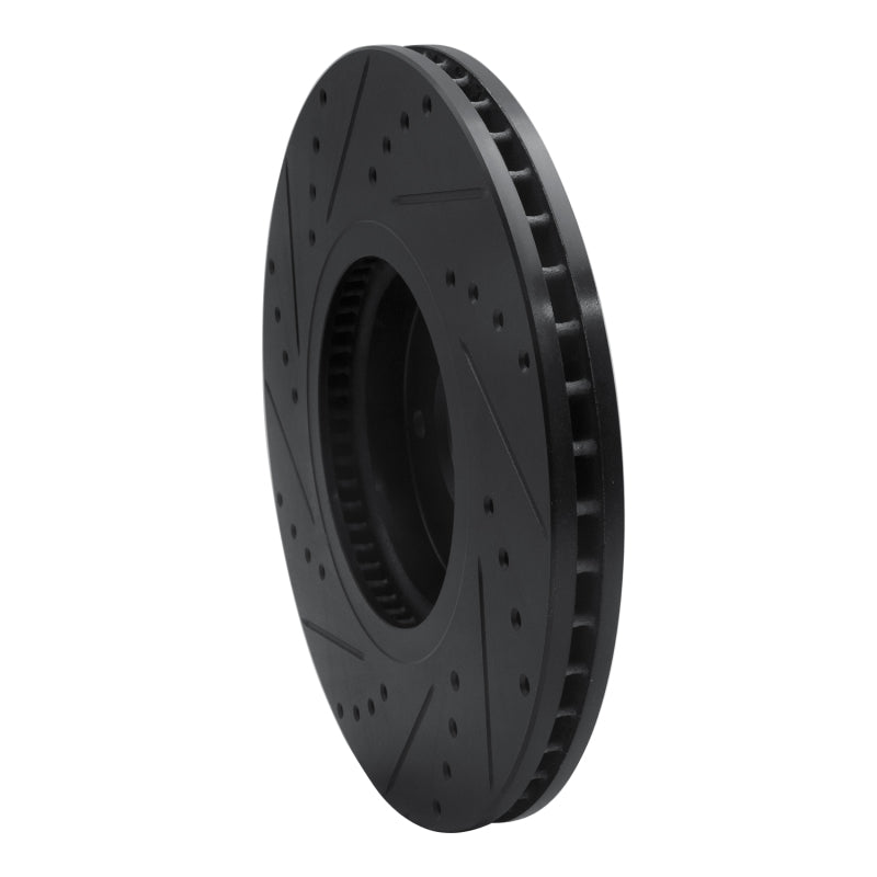 R1 07-12 Hyundai Veracruz Front Right Drilled & Slotted Black Brake Rotor-Brake Rotors - Slot & Drilled-Grocery Getter Performance