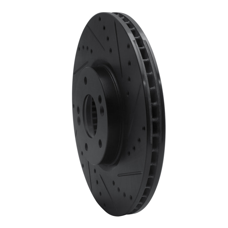 R1 07-12 Hyundai Veracruz Front Right Drilled & Slotted Black Brake Rotor-Brake Rotors - Slot & Drilled-Grocery Getter Performance