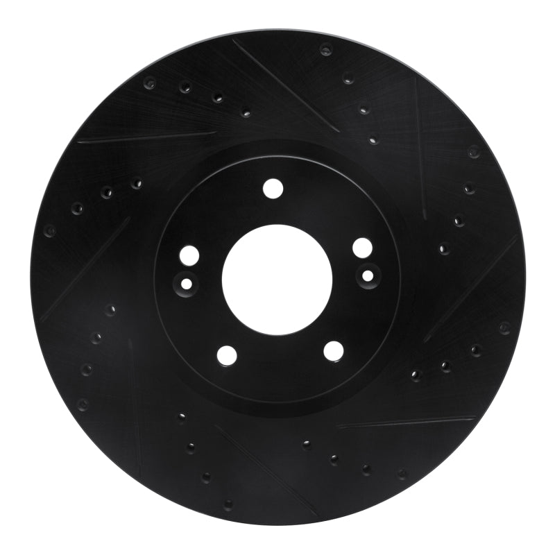 R1 07-12 Hyundai Veracruz Front Right Drilled & Slotted Black Brake Rotor-Brake Rotors - Slot & Drilled-Grocery Getter Performance