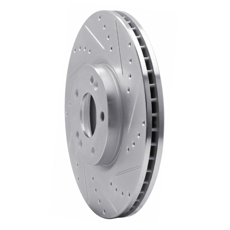 R1 07-12 Hyundai Veracruz Front Right Drilled & Slotted Silver Brake Rotor-Brake Rotors - Slot & Drilled-Grocery Getter Performance