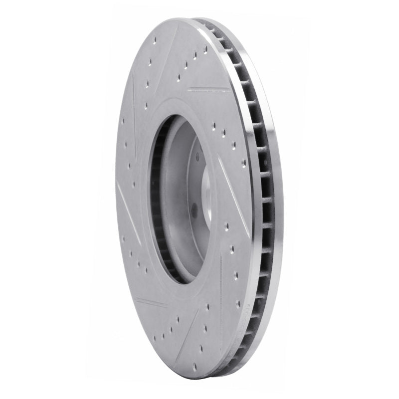 R1 07-12 Hyundai Veracruz Front Right Drilled & Slotted Silver Brake Rotor-Brake Rotors - Slot & Drilled-Grocery Getter Performance