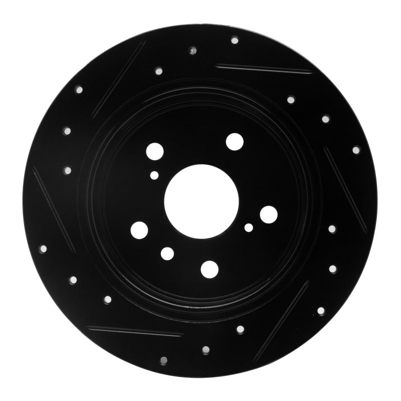 R1 07-12 Lexus ES350 Rear Right Drilled & Slotted Black Brake Rotor-Brake Rotors - Slot & Drilled-Grocery Getter Performance