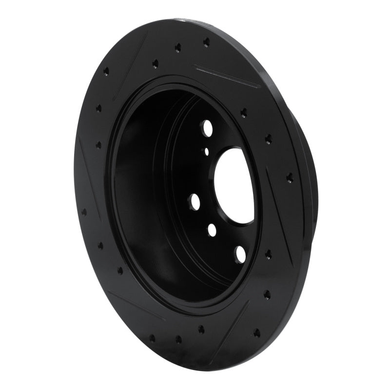 R1 07-12 Lexus ES350 Rear Right Drilled & Slotted Black Brake Rotor-Brake Rotors - Slot & Drilled-Grocery Getter Performance