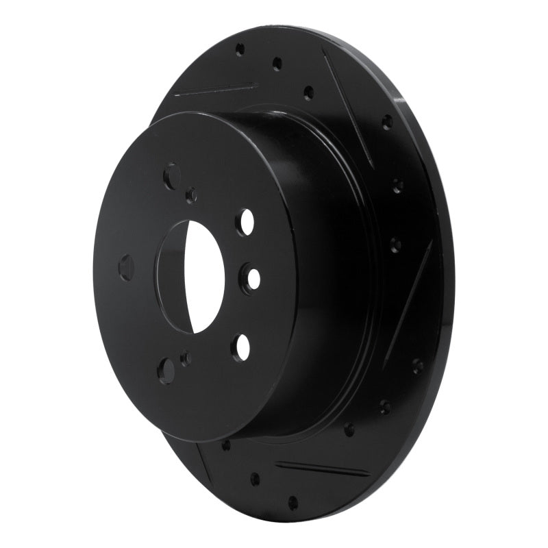 R1 07-12 Lexus ES350 Rear Right Drilled & Slotted Black Brake Rotor-Brake Rotors - Slot & Drilled-Grocery Getter Performance