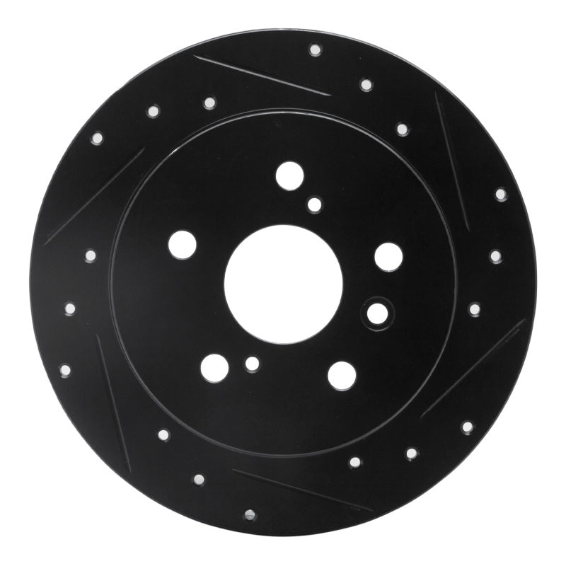 R1 07-12 Lexus ES350 Rear Right Drilled & Slotted Black Brake Rotor-Brake Rotors - Slot & Drilled-Grocery Getter Performance