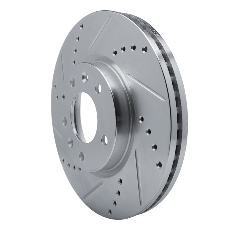 R1 07-12 Mazda CX-7 Front Left Drilled & Slotted Silver Brake Rotor-Brake Rotors - Slot & Drilled-Grocery Getter Performance