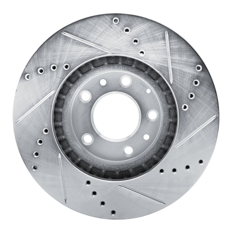 R1 07-12 Mazda CX-7 Front Left Drilled & Slotted Silver Brake Rotor-Brake Rotors - Slot & Drilled-Grocery Getter Performance