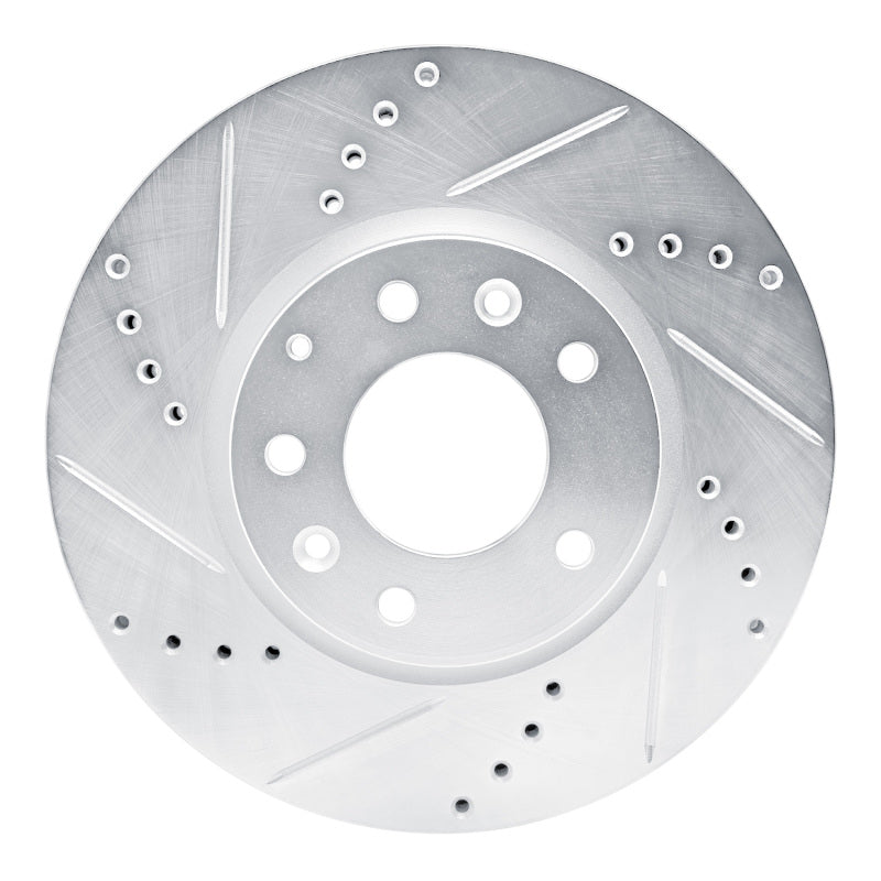 R1 07-12 Mazda CX-7 Front Left Drilled & Slotted Silver Brake Rotor-Brake Rotors - Slot & Drilled-Grocery Getter Performance
