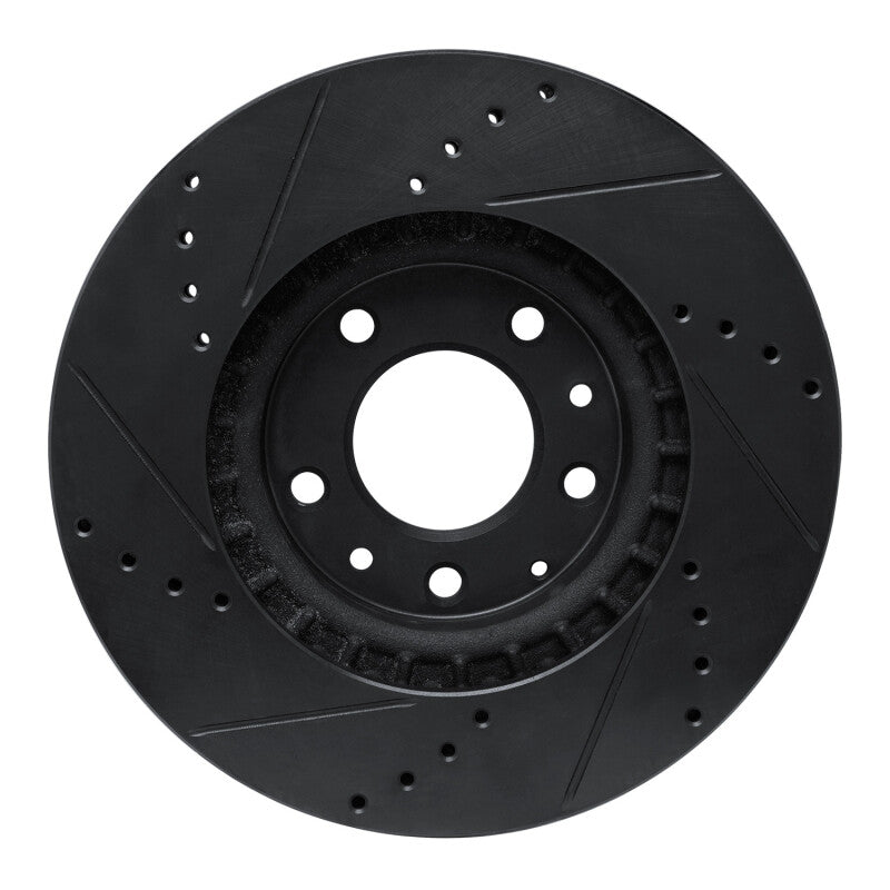 R1 07-12 Mazda CX-7 Front Right Drilled & Slotted Black Brake Rotor-Brake Rotors - Slot & Drilled-Grocery Getter Performance