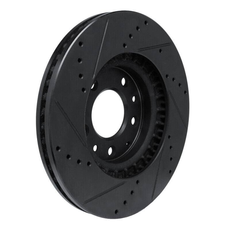 R1 07-12 Mazda CX-7 Front Right Drilled & Slotted Black Brake Rotor-Brake Rotors - Slot & Drilled-Grocery Getter Performance