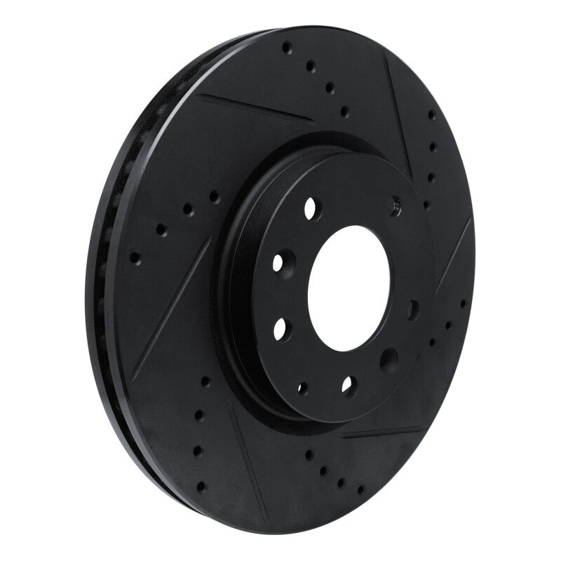 R1 07-12 Mazda CX-7 Front Right Drilled & Slotted Black Brake Rotor-Brake Rotors - Slot & Drilled-Grocery Getter Performance