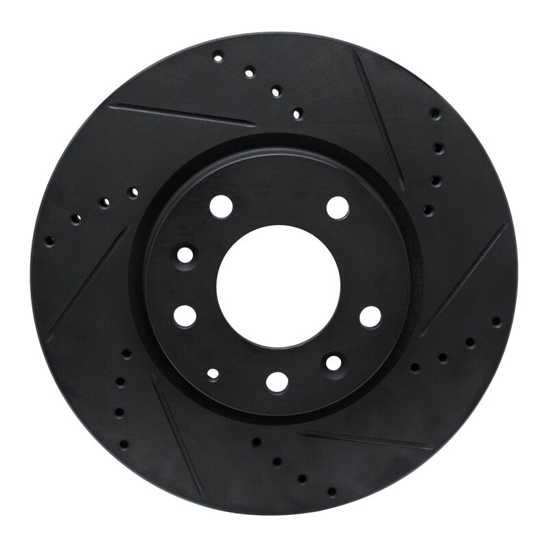R1 07-12 Mazda CX-7 Front Right Drilled & Slotted Black Brake Rotor-Brake Rotors - Slot & Drilled-Grocery Getter Performance
