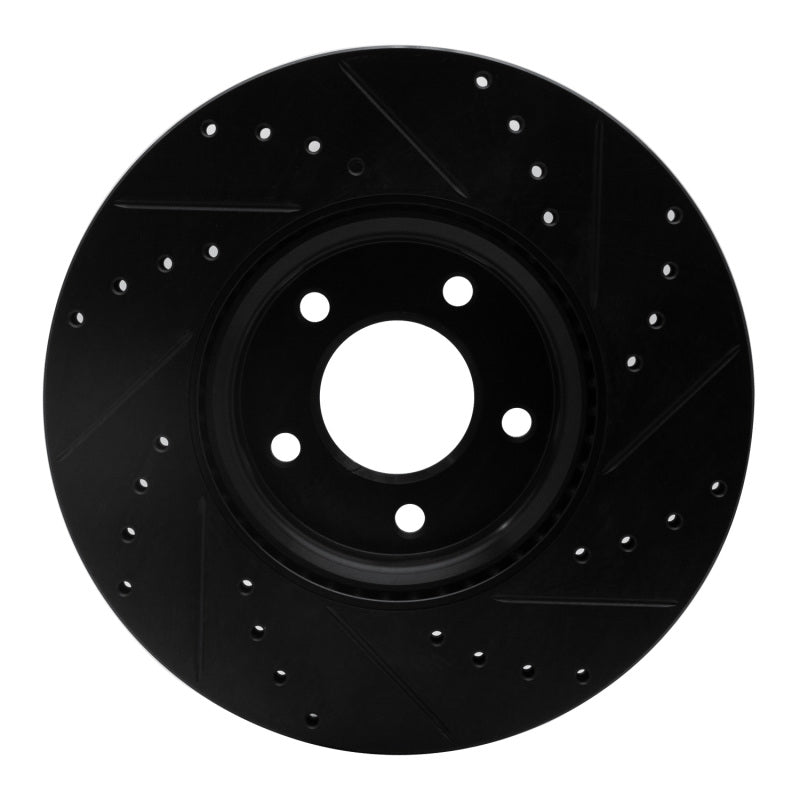 R1 07-13 Mazda 3 Front Left Drilled & Slotted Black Brake Rotor-Brake Rotors - Slot & Drilled-Grocery Getter Performance