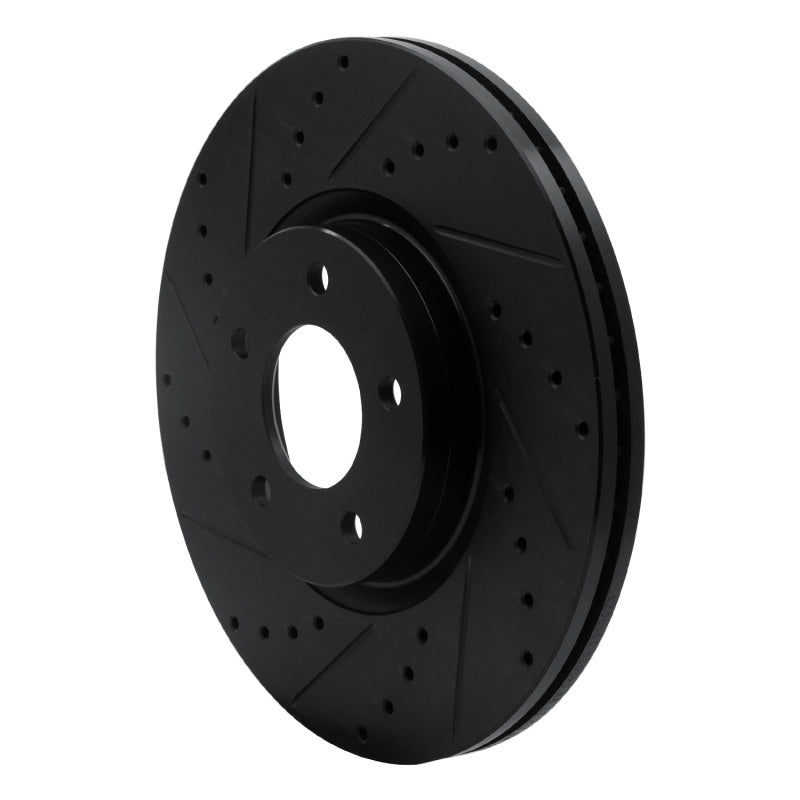 R1 07-13 Mazda 3 Front Left Drilled & Slotted Black Brake Rotor-Brake Rotors - Slot & Drilled-Grocery Getter Performance