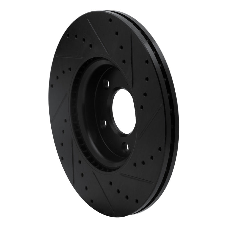 R1 07-13 Mazda 3 Front Left Drilled & Slotted Black Brake Rotor-Brake Rotors - Slot & Drilled-Grocery Getter Performance