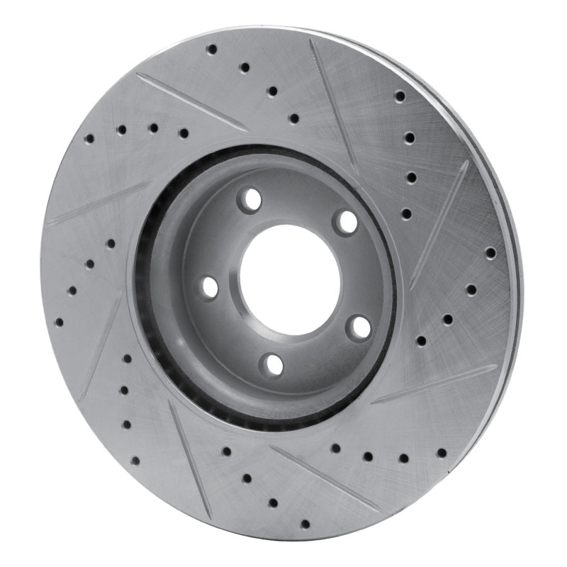 R1 07-13 Mazda 3 Front Left Drilled & Slotted Silver Brake Rotor-Brake Rotors - Slot & Drilled-Grocery Getter Performance