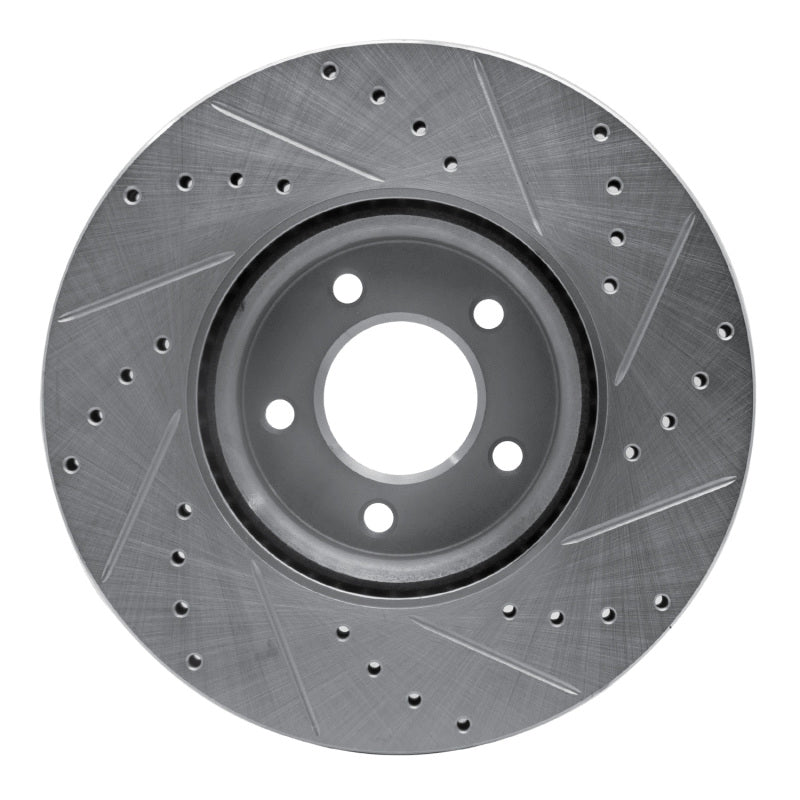 R1 07-13 Mazda 3 Front Left Drilled & Slotted Silver Brake Rotor-Brake Rotors - Slot & Drilled-Grocery Getter Performance