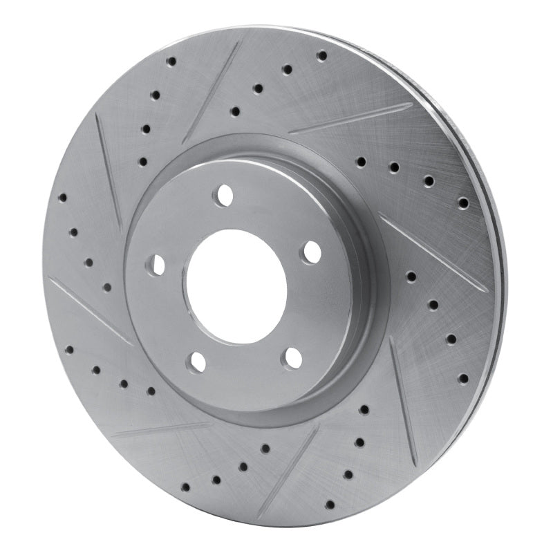 R1 07-13 Mazda 3 Front Left Drilled & Slotted Silver Brake Rotor-Brake Rotors - Slot & Drilled-Grocery Getter Performance