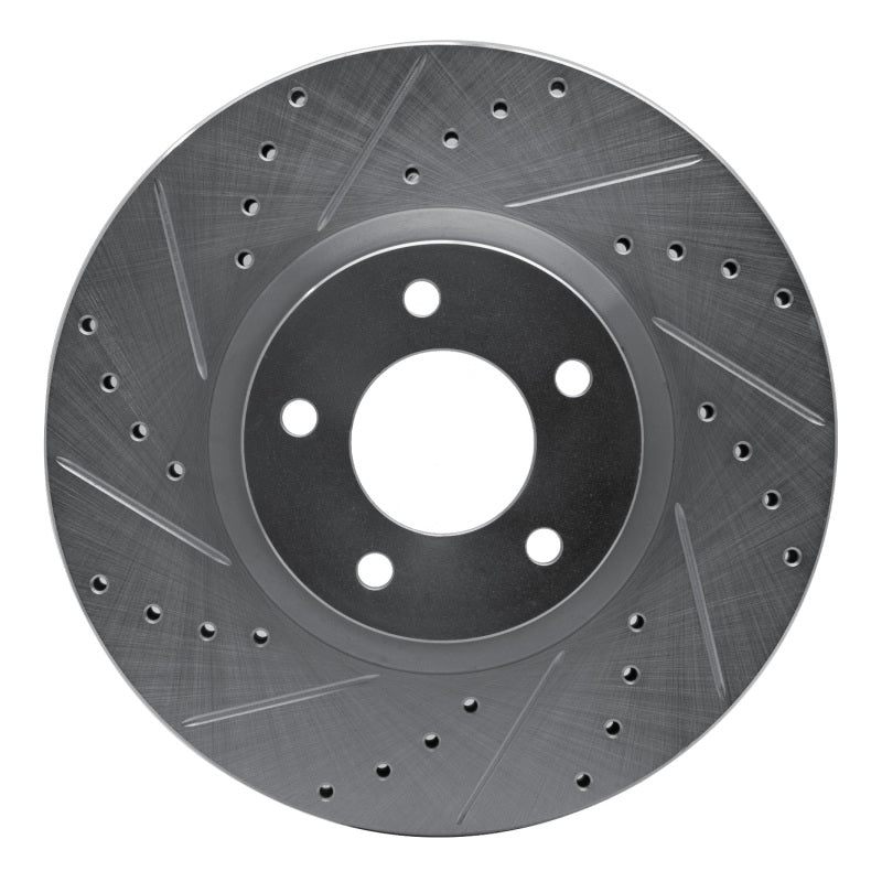 R1 07-13 Mazda 3 Front Left Drilled & Slotted Silver Brake Rotor-Brake Rotors - Slot & Drilled-Grocery Getter Performance