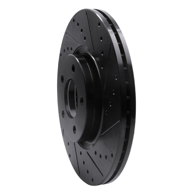 R1 07-13 Mazda 3 Front Right Drilled & Slotted Black Brake Rotor-Brake Rotors - Slot & Drilled-Grocery Getter Performance