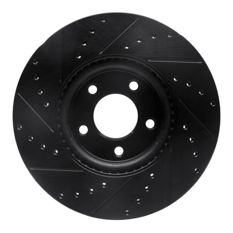 R1 07-13 Mazda 3 Front Right Drilled & Slotted Black Brake Rotor-Brake Rotors - Slot & Drilled-Grocery Getter Performance