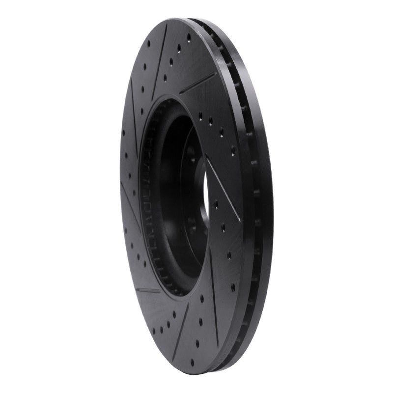 R1 07-13 Mazda 3 Front Right Drilled & Slotted Black Brake Rotor-Brake Rotors - Slot & Drilled-Grocery Getter Performance