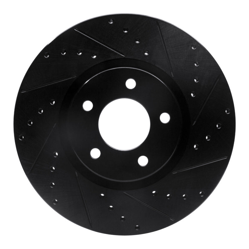 R1 07-13 Mazda 3 Front Right Drilled & Slotted Black Brake Rotor-Brake Rotors - Slot & Drilled-Grocery Getter Performance