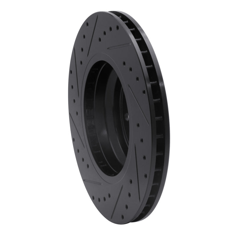 R1 07-15 BMW 335I Front Right Drilled & Slotted Black Brake Rotor-Brake Rotors - Slot & Drilled-Grocery Getter Performance