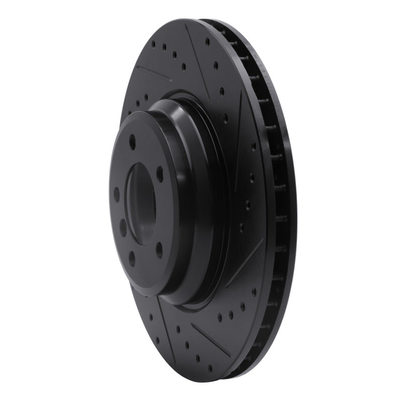 R1 07-15 BMW 335I Front Right Drilled & Slotted Black Brake Rotor-Brake Rotors - Slot & Drilled-Grocery Getter Performance